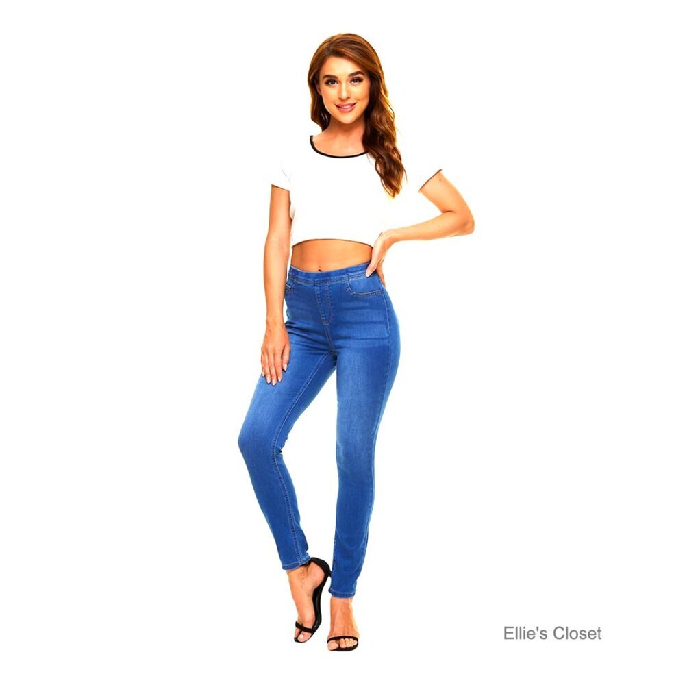 High Waist Jeggings, Stretchy Slim Fit Pull On Jeans with Pockets
